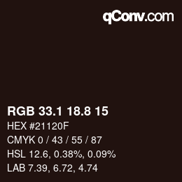 Color code: RGB 33.1 18.8 15 | qconv.com