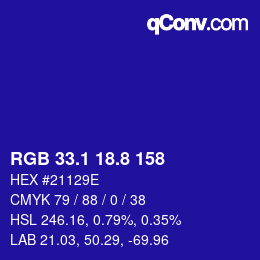 カラーコード: RGB 33.1 18.8 158 | qconv.com