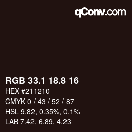 Color code: RGB 33.1 18.8 16 | qconv.com