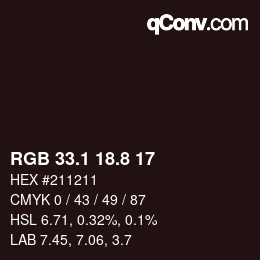 Color code: RGB 33.1 18.8 17 | qconv.com
