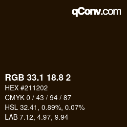 Color code: RGB 33.1 18.8 2 | qconv.com