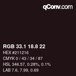 Color code: RGB 33.1 18.8 22 | qconv.com