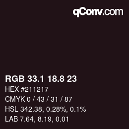 カラーコード: RGB 33.1 18.8 23 | qconv.com