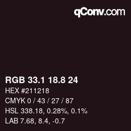 Color code: RGB 33.1 18.8 24 | qconv.com