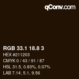 Color code: RGB 33.1 18.8 3 | qconv.com
