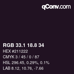 Color code: RGB 33.1 18.8 34 | qconv.com