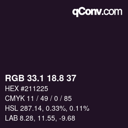 Color code: RGB 33.1 18.8 37 | qconv.com