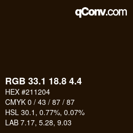 カラーコード: RGB 33.1 18.8 4.4 | qconv.com