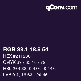 Code couleur: RGB 33.1 18.8 54 | qconv.com