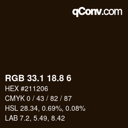 Color code: RGB 33.1 18.8 6 | qconv.com
