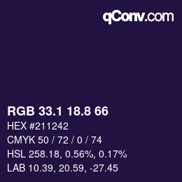 Color code: RGB 33.1 18.8 66 | qconv.com
