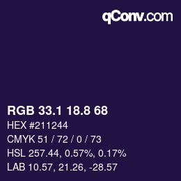 Color code: RGB 33.1 18.8 68 | qconv.com