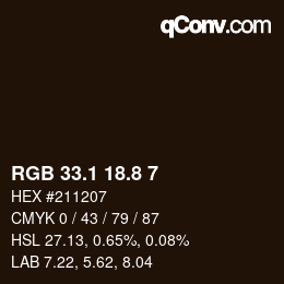 Farbcode: RGB 33.1 18.8 7 | qconv.com