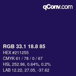 Color code: RGB 33.1 18.8 85 | qconv.com