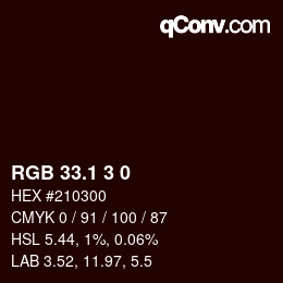 カラーコード: RGB 33.1 3 0 | qconv.com