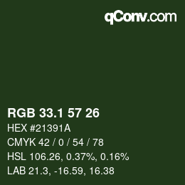 Color code: RGB 33.1 57 26 | qconv.com