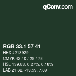Color code: RGB 33.1 57 41 | qconv.com