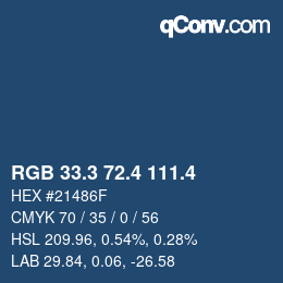 カラーコード: RGB 33.3 72.4 111.4 | qconv.com