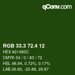 カラーコード: RGB 33.3 72.4 12 | qconv.com