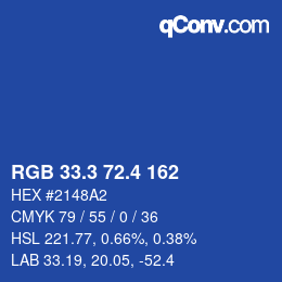 カラーコード: RGB 33.3 72.4 162 | qconv.com