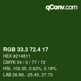 カラーコード: RGB 33.3 72.4 17 | qconv.com
