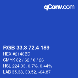 カラーコード: RGB 33.3 72.4 189 | qconv.com