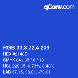 カラーコード: RGB 33.3 72.4 209 | qconv.com
