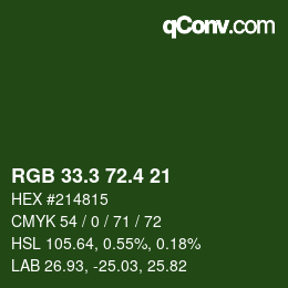 カラーコード: RGB 33.3 72.4 21 | qconv.com