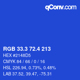 カラーコード: RGB 33.3 72.4 213 | qconv.com