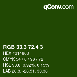 カラーコード: RGB 33.3 72.4 3 | qconv.com