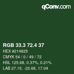 カラーコード: RGB 33.3 72.4 37 | qconv.com