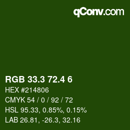 カラーコード: RGB 33.3 72.4 6 | qconv.com