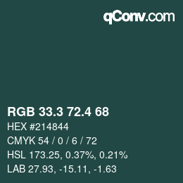 カラーコード: RGB 33.3 72.4 68 | qconv.com