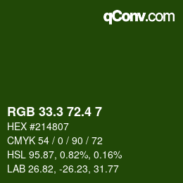 カラーコード: RGB 33.3 72.4 7 | qconv.com
