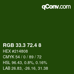 カラーコード: RGB 33.3 72.4 8 | qconv.com