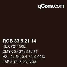 Código de color: RGB 33.5 21 14 | qconv.com