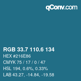 カラーコード: RGB 33.7 110.6 134 | qconv.com