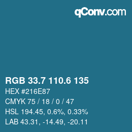 カラーコード: RGB 33.7 110.6 135 | qconv.com