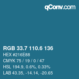 カラーコード: RGB 33.7 110.6 136 | qconv.com