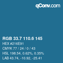 カラーコード: RGB 33.7 110.6 145 | qconv.com
