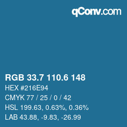 カラーコード: RGB 33.7 110.6 148 | qconv.com