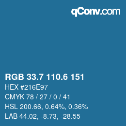 カラーコード: RGB 33.7 110.6 151 | qconv.com