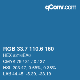 カラーコード: RGB 33.7 110.6 160 | qconv.com