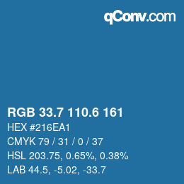 カラーコード: RGB 33.7 110.6 161 | qconv.com