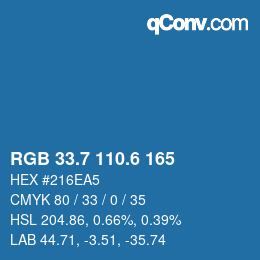 カラーコード: RGB 33.7 110.6 165 | qconv.com