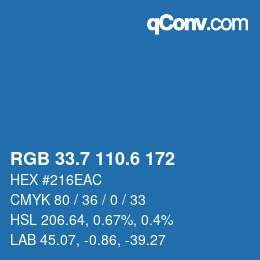 カラーコード: RGB 33.7 110.6 172 | qconv.com