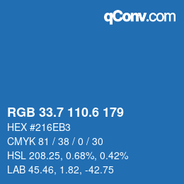 カラーコード: RGB 33.7 110.6 179 | qconv.com
