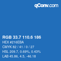 カラーコード: RGB 33.7 110.6 186 | qconv.com