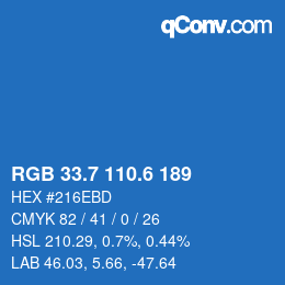 カラーコード: RGB 33.7 110.6 189 | qconv.com