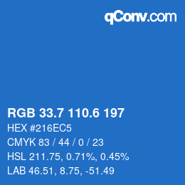 カラーコード: RGB 33.7 110.6 197 | qconv.com